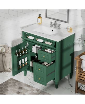 30inch Bathroom Vanity with Top Sink Modern Bathroom Storage Cabinet with 2 Drawers and a Tip out Drawer Single Sink Bathroom Vanity