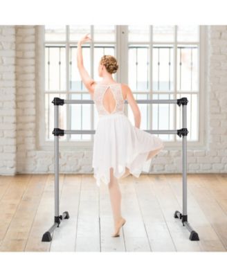 4 Feet Double Ballet Barre Bar with Adjustable Height-Silver