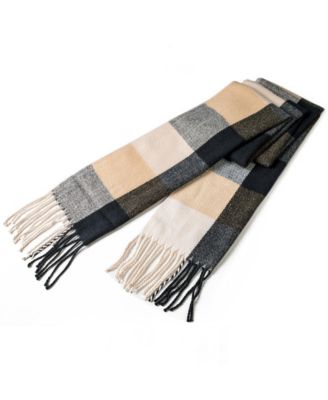 Men's Scarf Soft Knit Winter Scarves Plaid Striped or Solid Neck Covering Long Warm Stylish