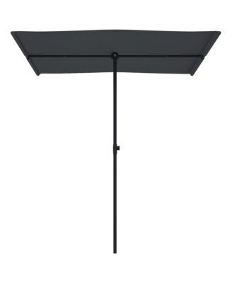 Garden Parasol Black Polyester, Aluminum Medium Height-Adjustable