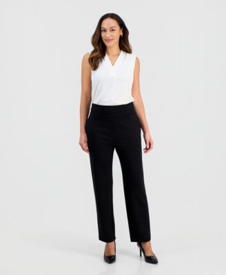 Jones New York - Petite High-Rise Pull-On Straight-Leg Pants