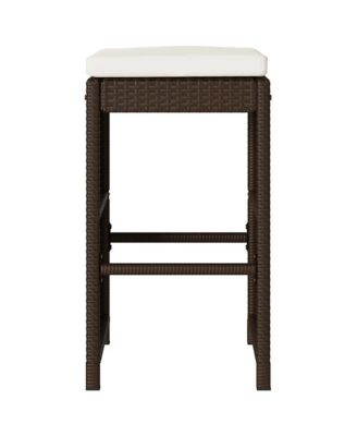Garden Bar Stool Set of 6 Brown PE rattan Standard