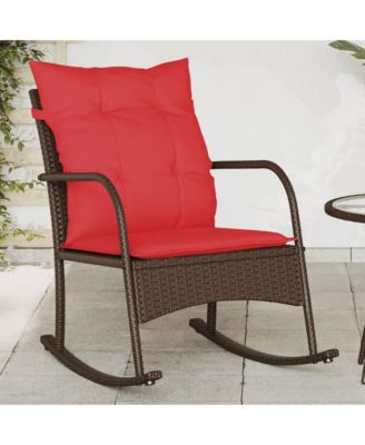Patio Rocking Chair Brown PE rattan Medium Removable Covers