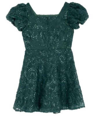 Girls' 7-16 Soutache Short Sleeve A-Line Dress