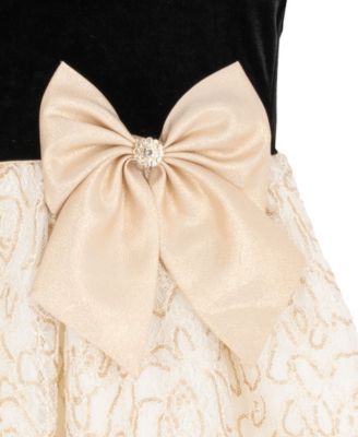 Girls' 7-16 Puff Sleeve Lace Dress with Bow