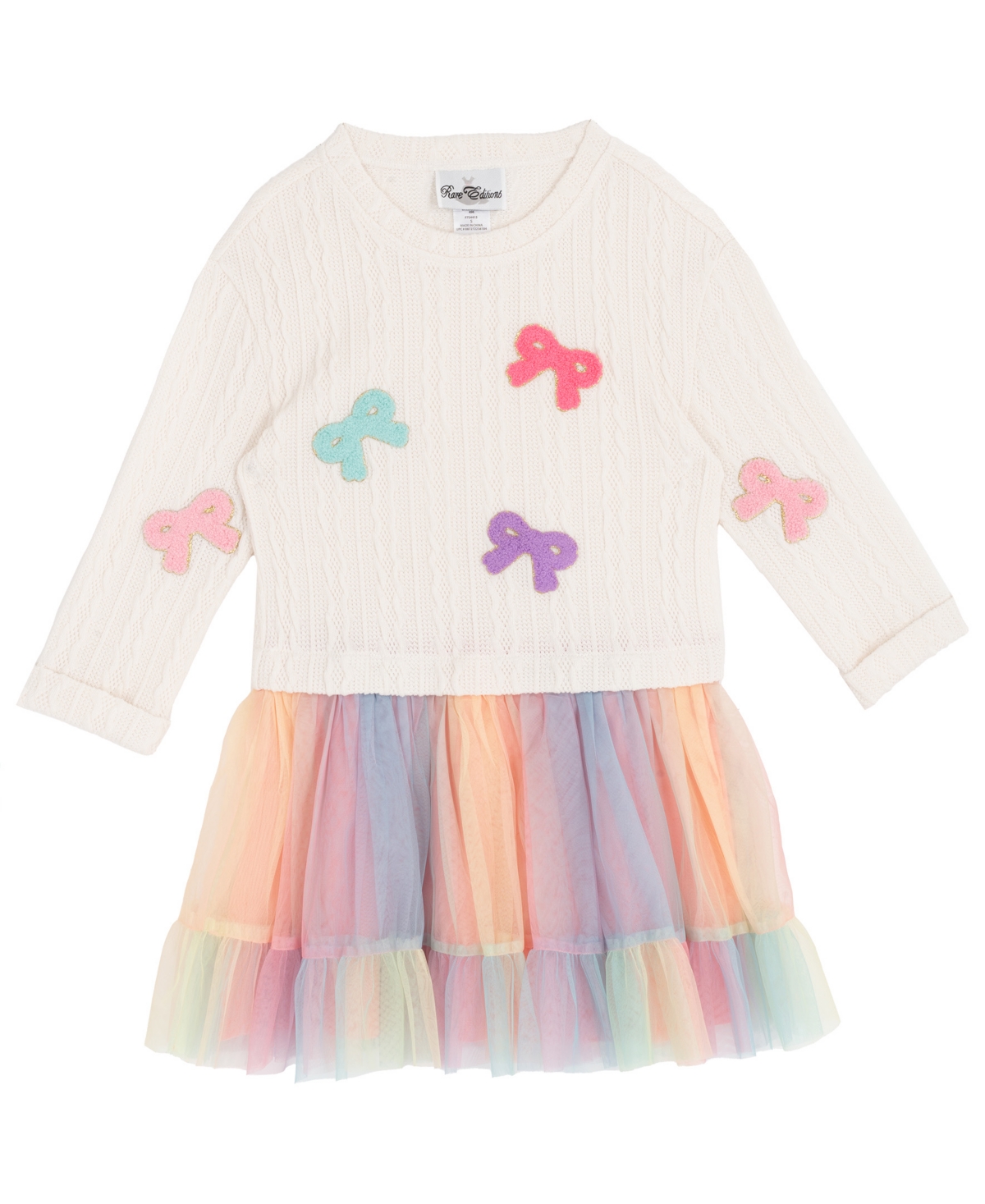 Rare Editions Girls 2T-6X Cable Knit Sweater Tutu Dress