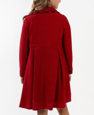 Girls' 7-16 Plaid Coat and Dress, 2-Piece Set