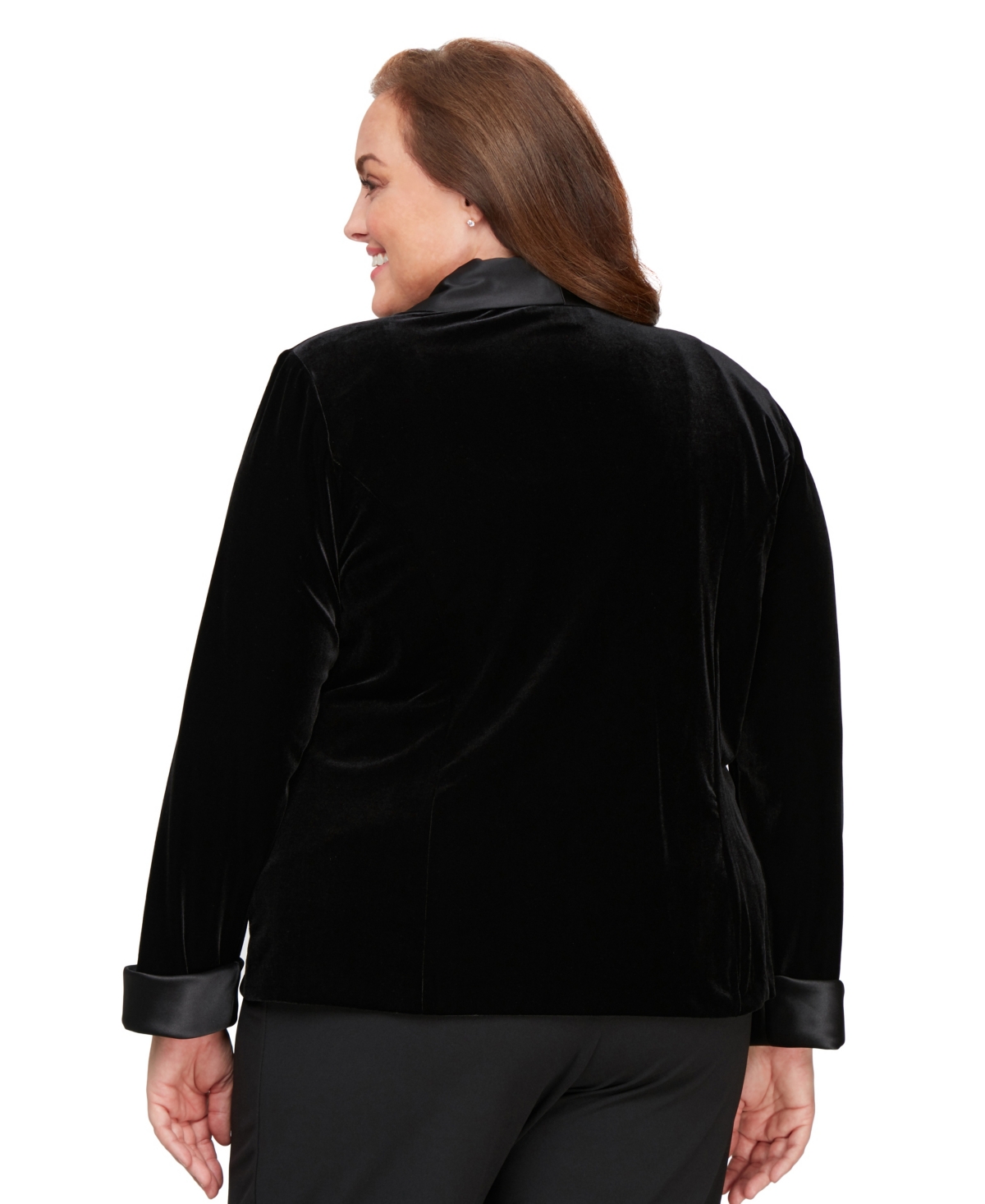 Alex Evenings Plus Size Velvet Blazer & Sleeveless Top In Black