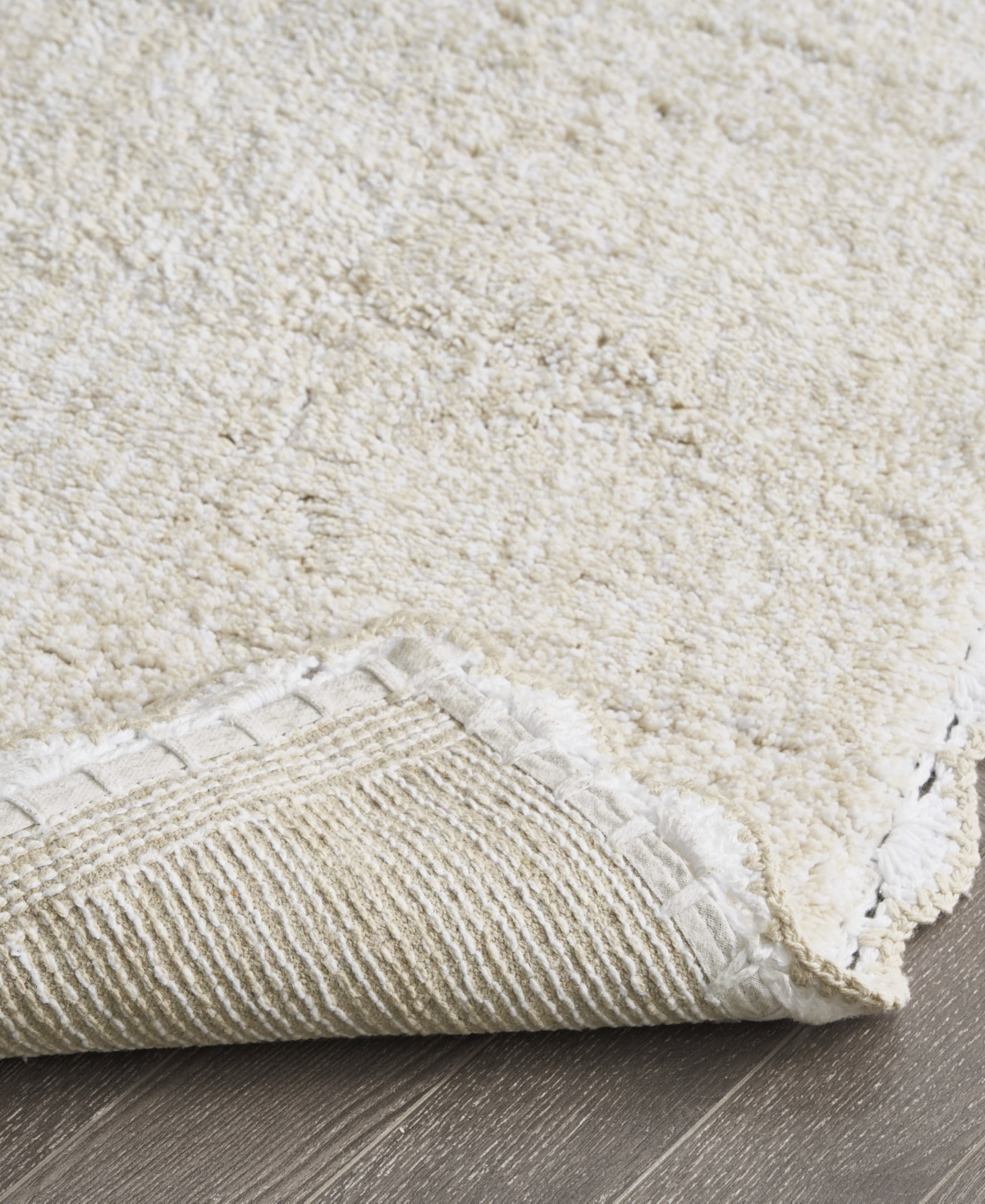 Laura Ashley Heathered Crochet Border Cotton Bath Rug, 17" X 24" In White