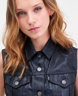 Coated Women's Denim Trucker Vest