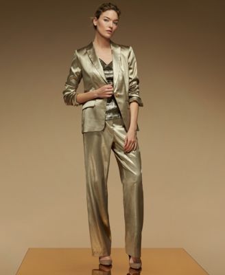 Women's Metallic One-Button Blazer