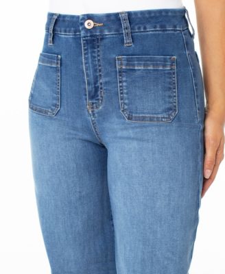 Juniors' High-Rise Wide-Leg Patch-Pocket Jeans 