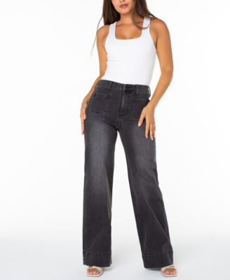 Celebrity Pink - Juniors' High-Rise Patch-Pocket Wide-Leg Jeans