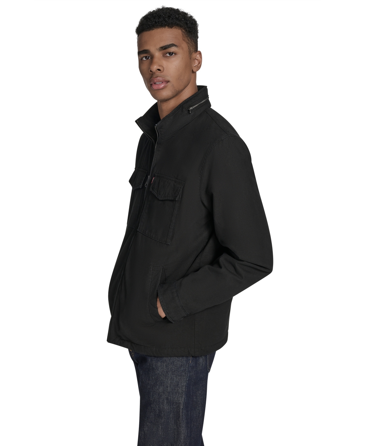Levi's Men's Cotton Military Jacket In Black