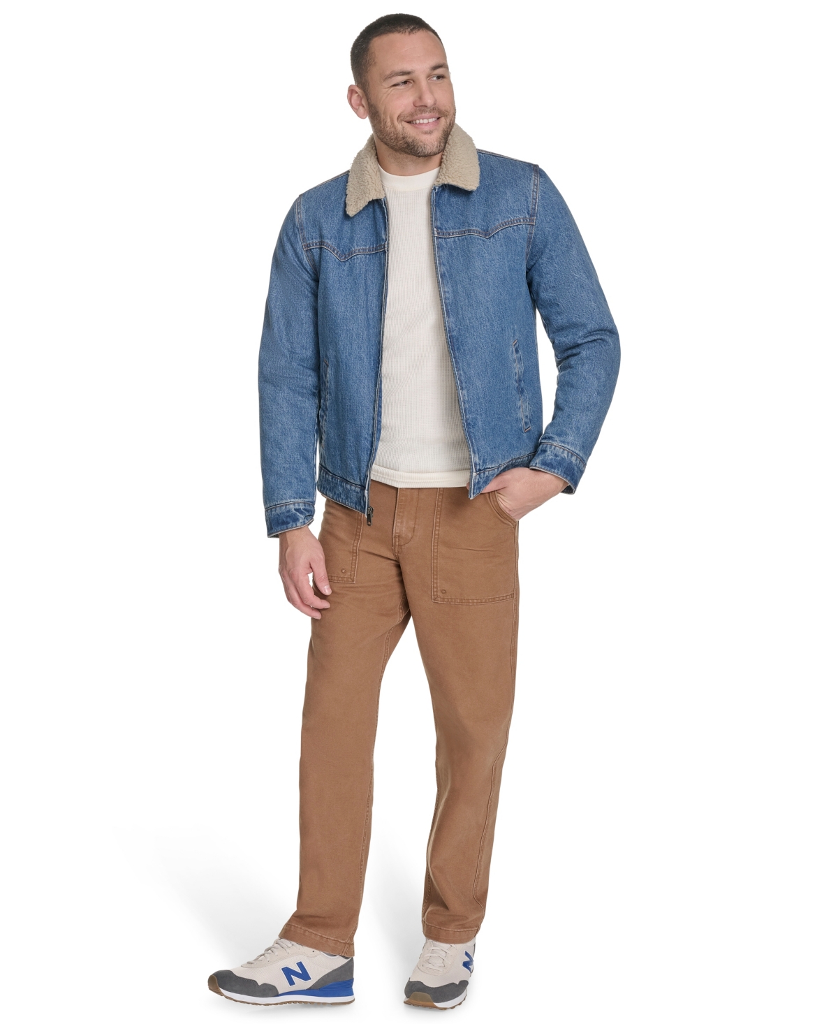 Levi's Western Denim Jacket With Removable Faux Shearling Collar In Blue