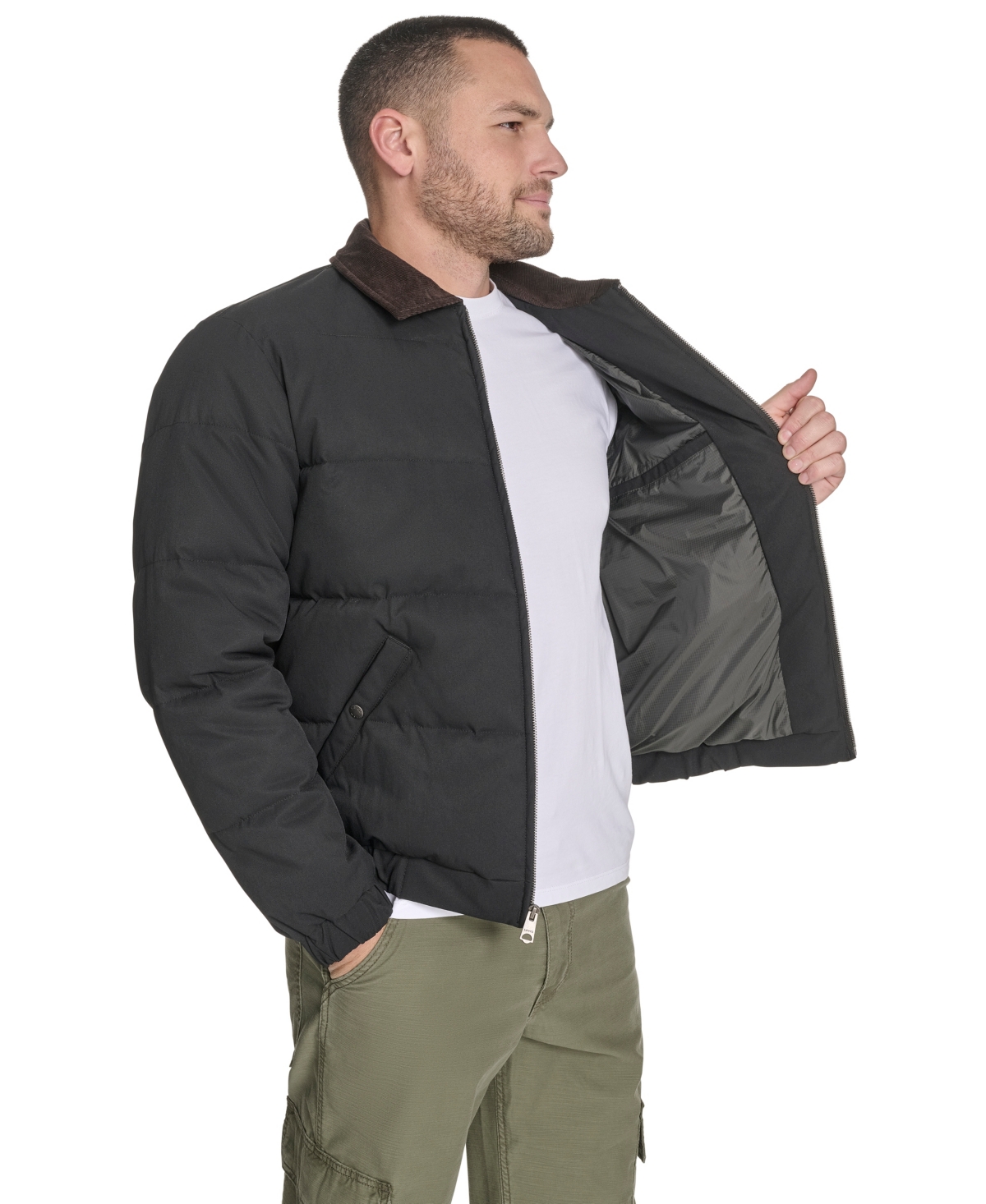 Levi's Men's Quilted Corduroy Collar Depot Jacket In Black