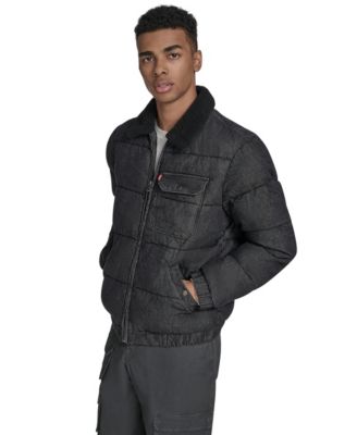 Men's Denim Quilted Sherpa Collar Jacket