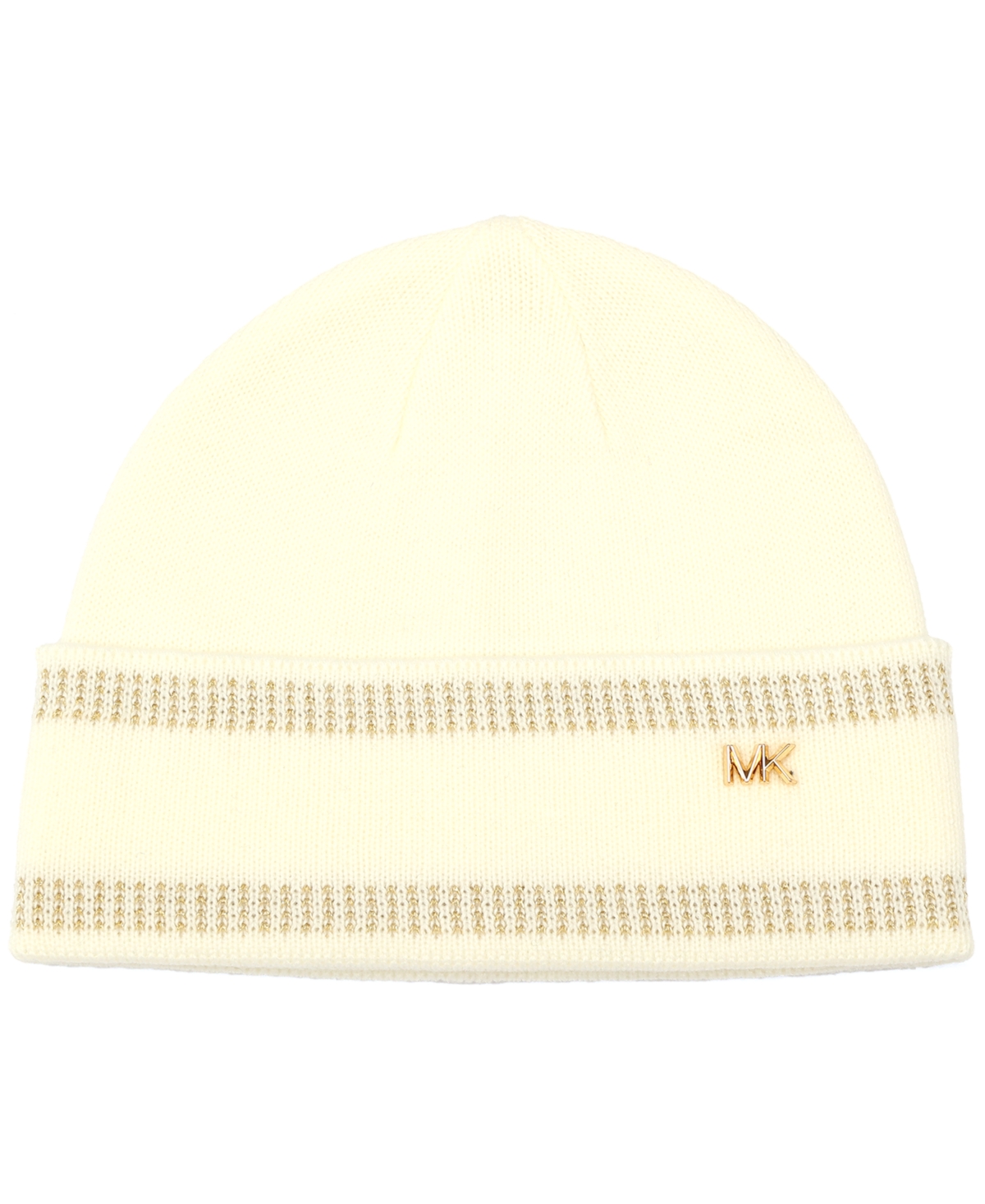 Michael Kors Michael  Women's Signature 2-piece Mk Sport Tape Cuff Beanie And Scarf Set In White