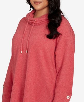 Plus Size Cowl Neck Cozy Hatchi Drawstring Top