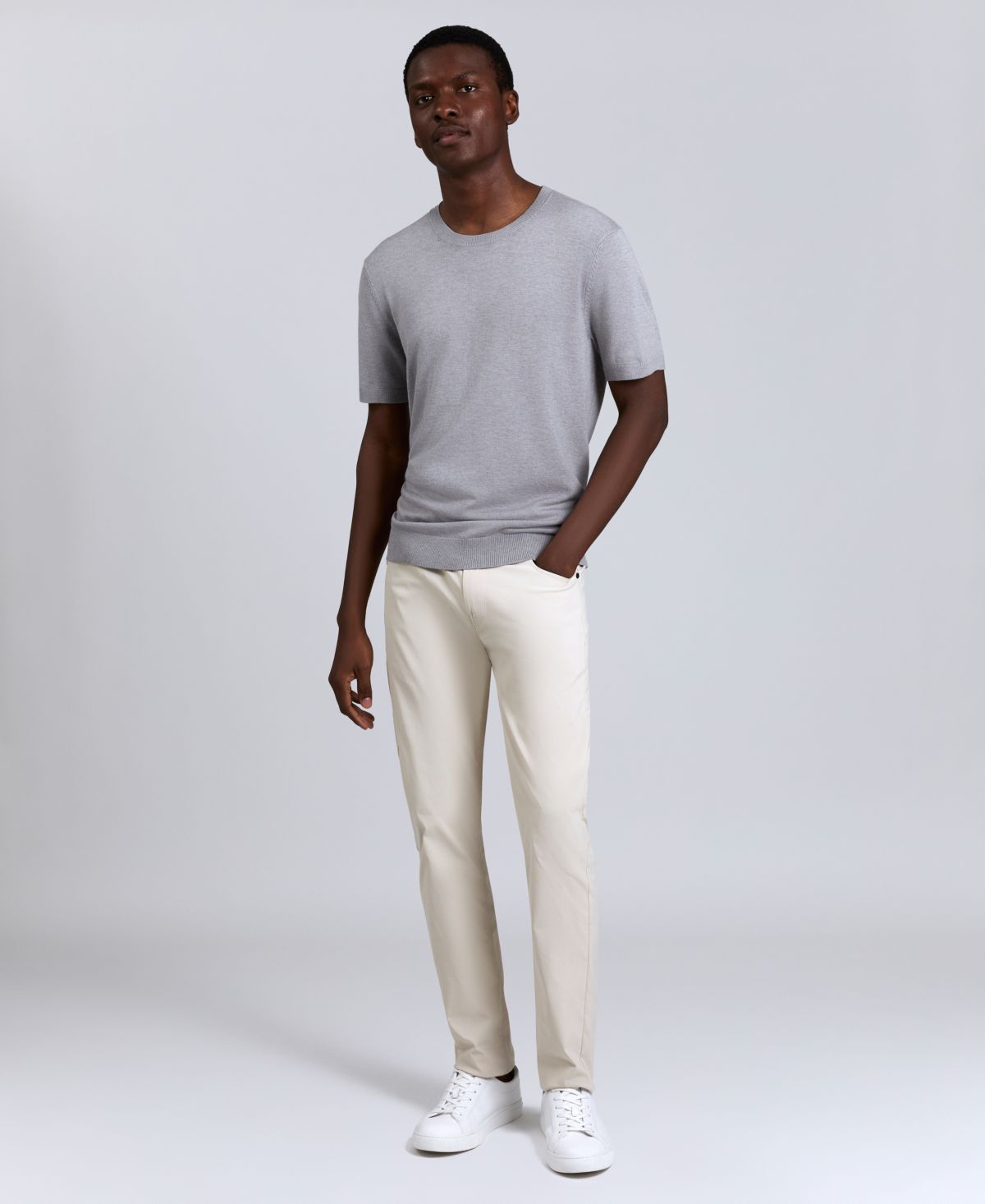 Мужская футболка-свитер с круглым вырезом