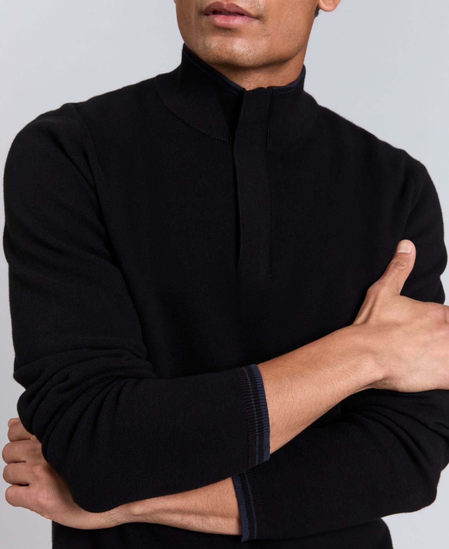 Мужской свитер Kenneth Cole Quarter Zip, цвет: Чёрный — фото 4