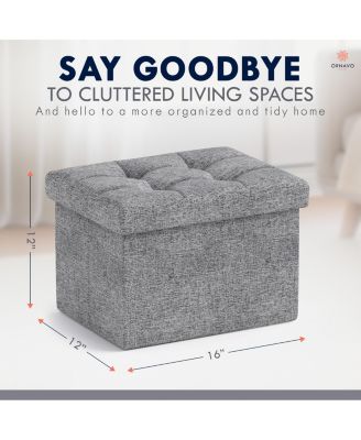 Set of 2 Collapsible Rectangle Small Storage Ottoman - 12" x 16" x 12"