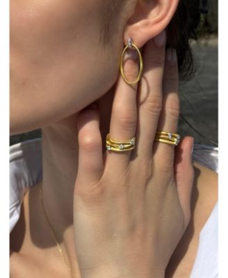 Suzy Levian Golden Helix Sterling Silver & Cubic Zirconia Oval Drop Earrings