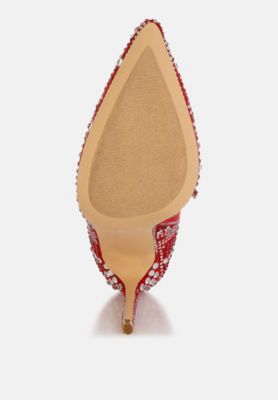 Womens Urbanite Rhinestones Studded Stiletto Heel Boots