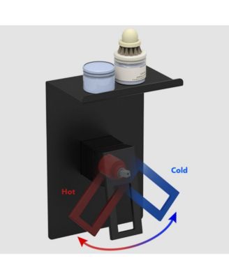 Shower Faucet Set with Storage Rack 8-inch Rain Shower Head with Single Spray Shower Head, Matte Black