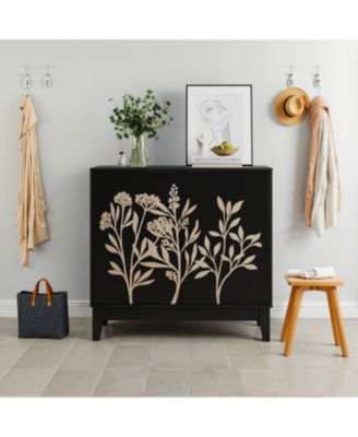 31.5" 1-Pc. Vintage Carved Buffet Cabinet with Adjustable Shelves and 2 Doors