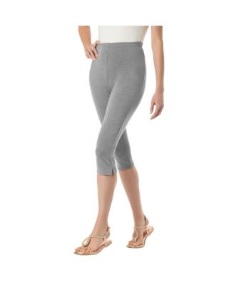 Plus Size Within Stretch-Cotton Knit Pull-On Capri Leggings