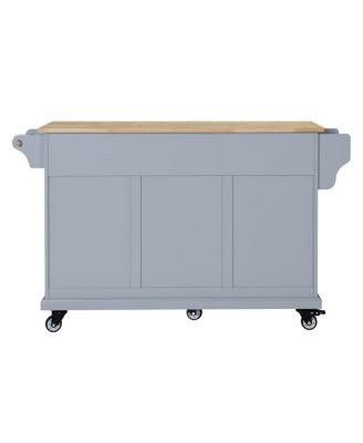 Farmhouse Kitchen Island Cart with Solid Wood Top, Ample Storage, Towel Rack & Locking Wheels, Rolling Buffet Table-Maison Boucle