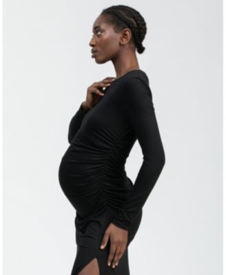 Maternity Boat Neck Maxi Daphne Dress with Side Ruching