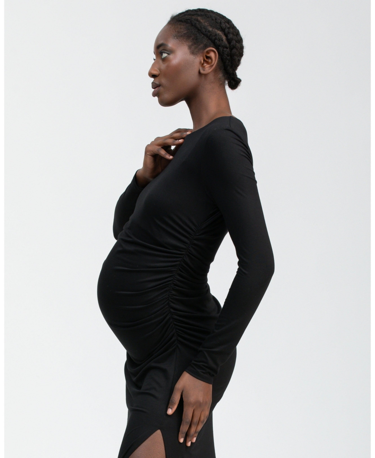 Pietro Brunelli Maternity Boat Neck Maxi Daphne Dress with Side Ruching