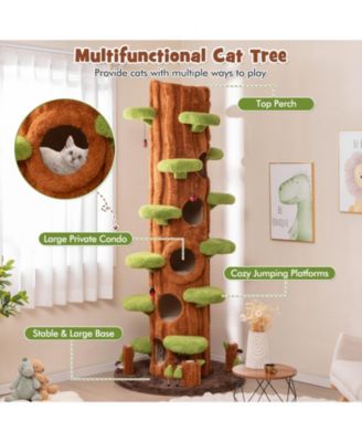 90.5'' Tall Multifunctional Cat Tree w/ Private Condos Sisal Covered Scratching Panel