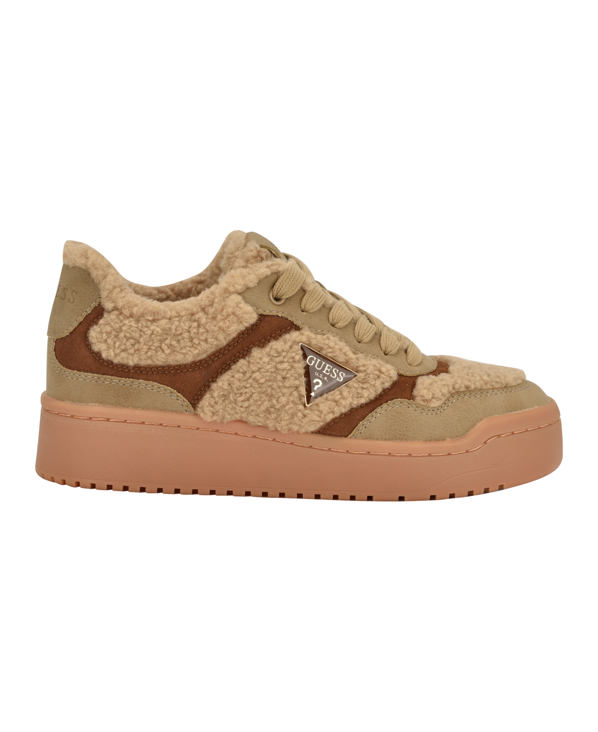 Guess Women's Miram Platform Lace-up Court Sneakers In Brown