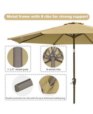 9FT UV50+ OLEFIN Outdoor Patio Umbrella with Base Crank Tilt Fade Resistant for Garden Beach Pool Deck Market Porch Backyard Cafe,Tan