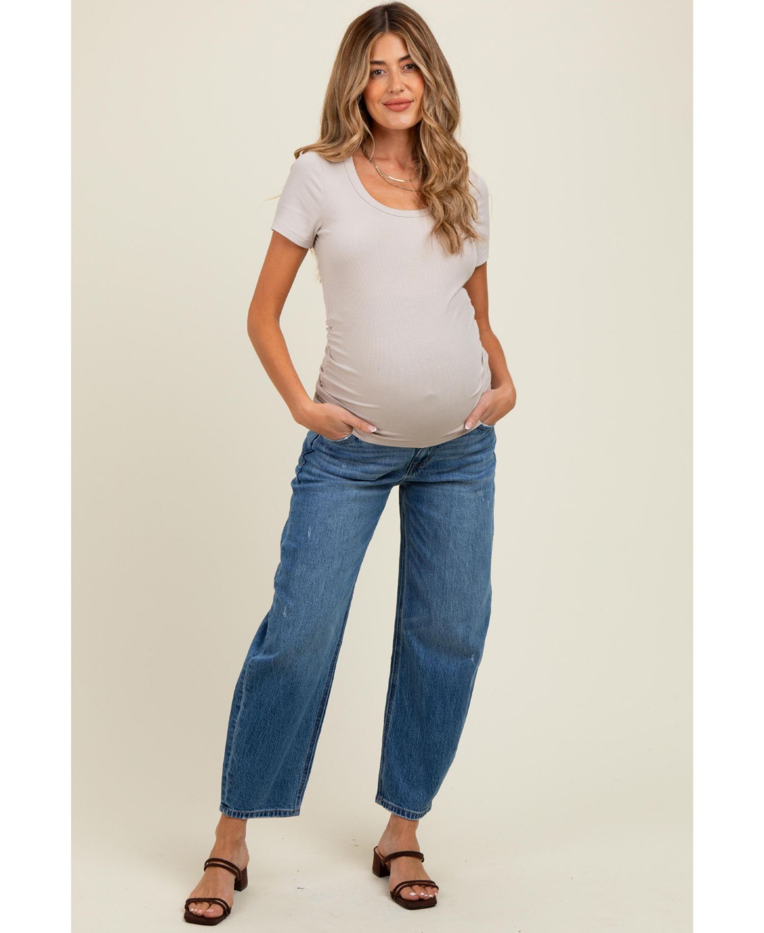 Women's Blue Vintage Wash Ankle Straight Leg Jeans