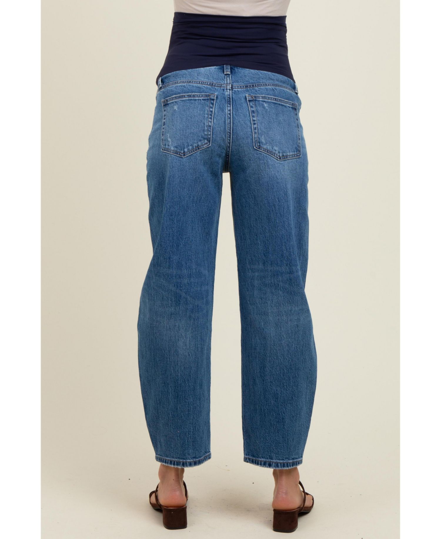 Women's Blue Vintage Wash Ankle Straight Leg Jeans