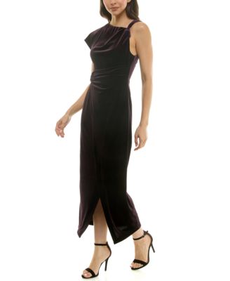 Women's Asymmetrical Velvet Midi Dress