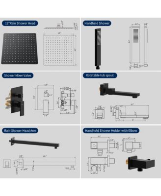 Wall Mount Shower System with Rain Shower Head, Handheld Spray and Faucet Set