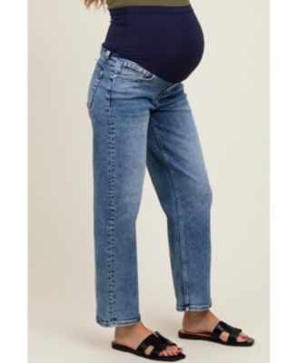 Maternity Blue Slim Ankle Barrel Leg Jeans