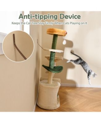 45'' Tall Cat Tree Flower Multi-level Pet Activity Center Furniture w/Sisal Post
