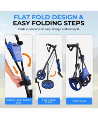 Foldable 3-Wheel Golf Push Cart with Deluxe Scorecard Holder