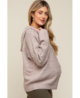 Maternity Mixed Knit Hooded Sweater