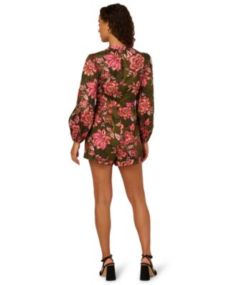 by Adrianna Papell Women's V-Neck Printed Romper Dress