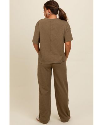 Maternity Textured Knit Oversized Tee And Pants Set