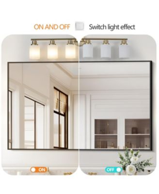 6-Light Golden Bathroom Vanity Light Fixture, Frosted Glass Shades, Modern Wall Mounted Lighting