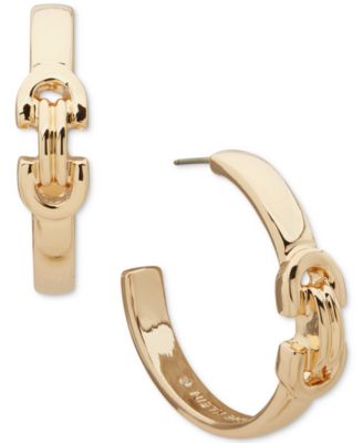 Anne Klein - Gold Tone Linked Chain C Hoop EZ Comfort Clip Earrings
