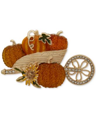 Anne Klein - Boxed Gold Tone Harvest Crystal Cart Pin